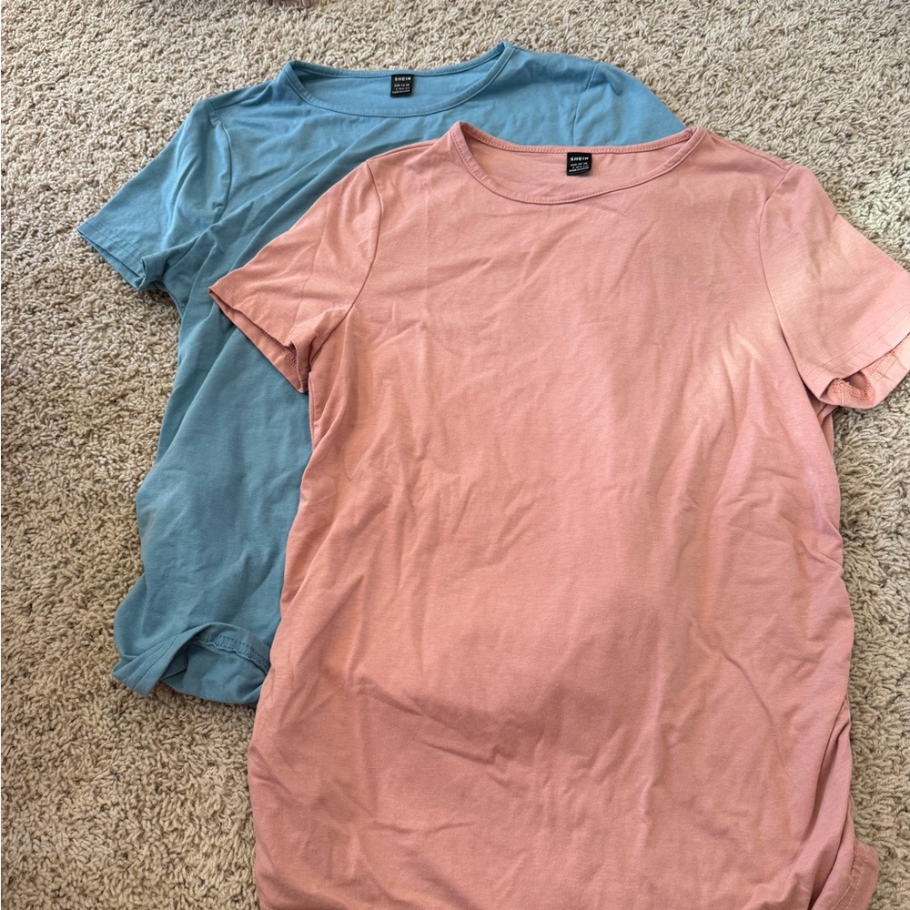 Casual Blue and Pink Maternity T-Shirts